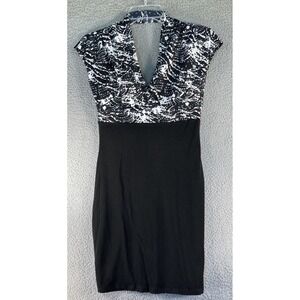 Mixxology LA Women's Juniors Bodycon Mini Dress SZ MED   Black White Stretch NEW